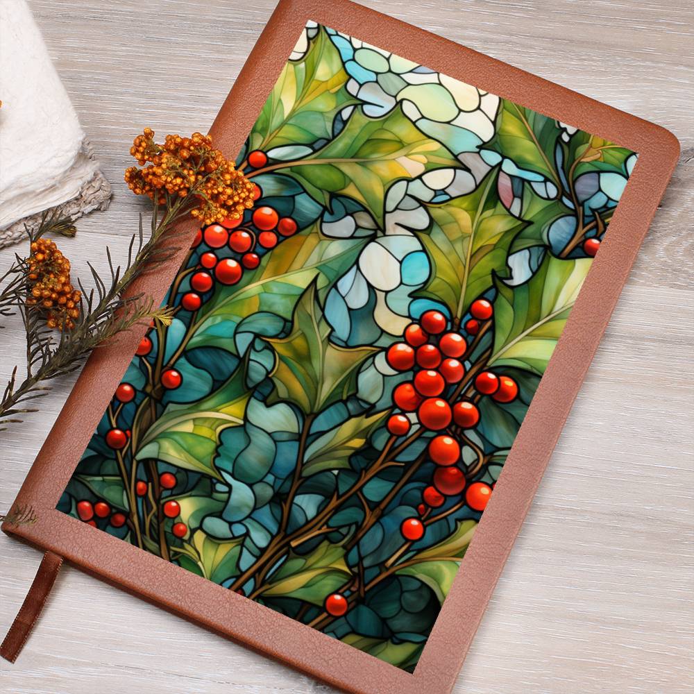 Christmas Stained Glass Design 034 - Vegan Leather Journal