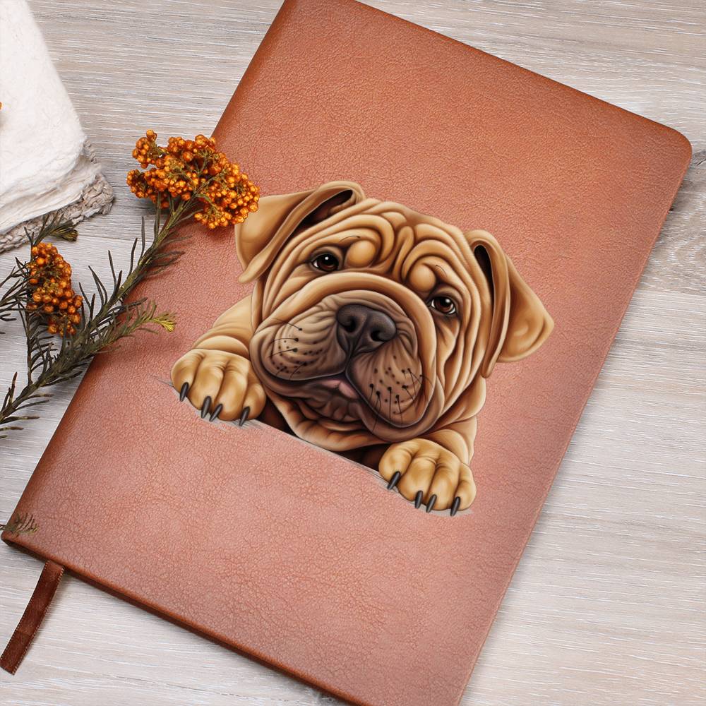 Shar-Pei Peeking - Vegan Leather Journal