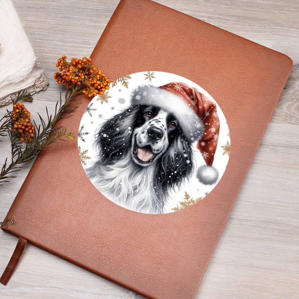 Christmas Dog - English Setter - Vegan Leather Journal