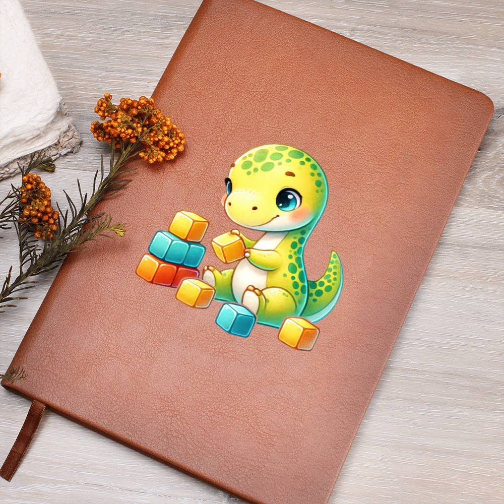Colorful Baby Dinosaur 102 - Vegan Leather Journal