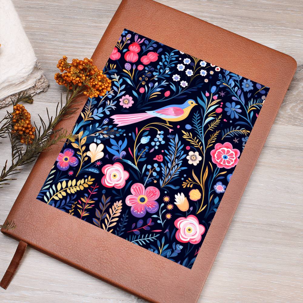 Birds And Floral Design 125 - Vegan Leather Journal