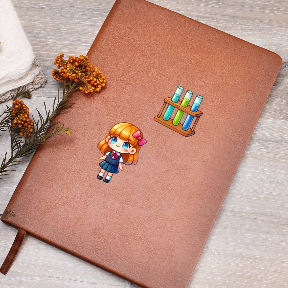 Cute Back to School Sticker 038 - Vegan Leather Journal