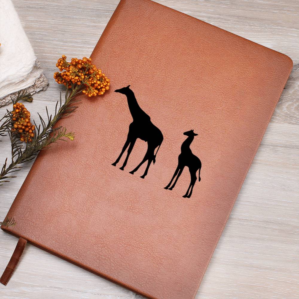 Mama Giraffe With 1 Calf - Vegan Leather Journal