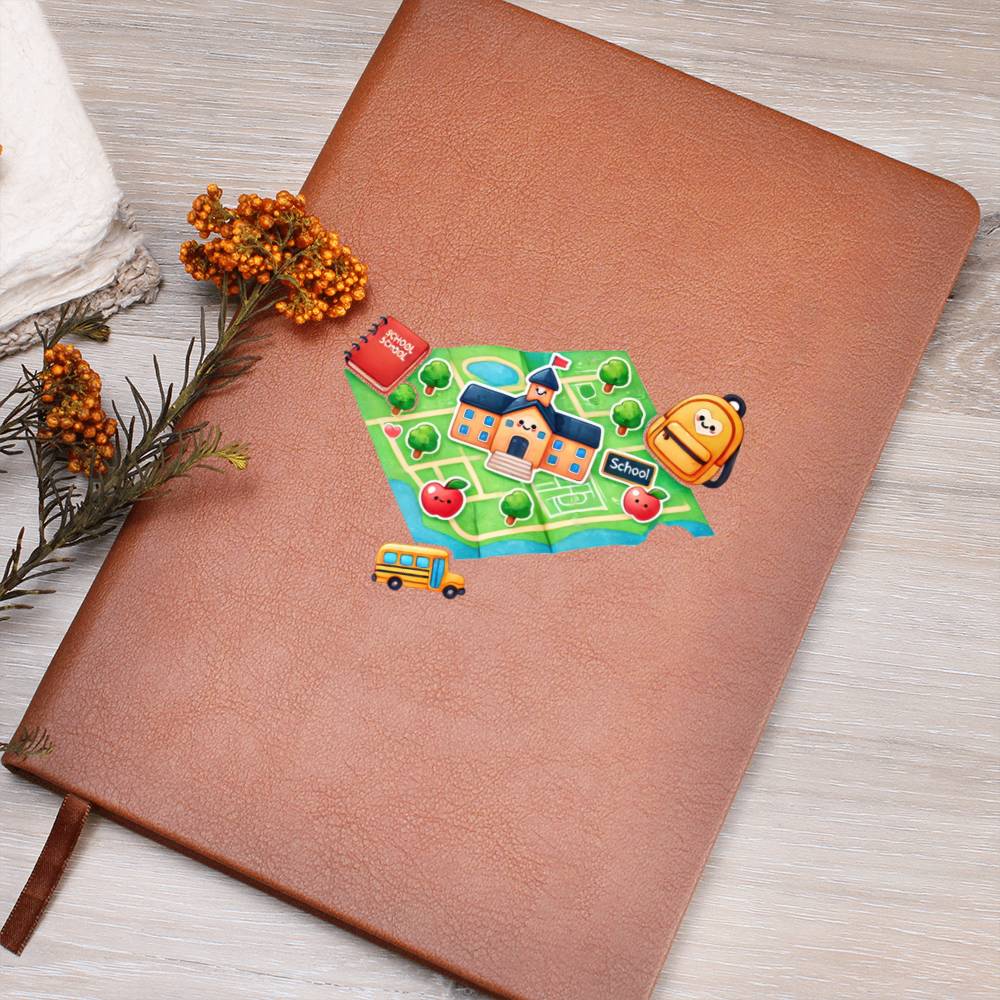 Cute Back to School Sticker 039 - Vegan Leather Journal