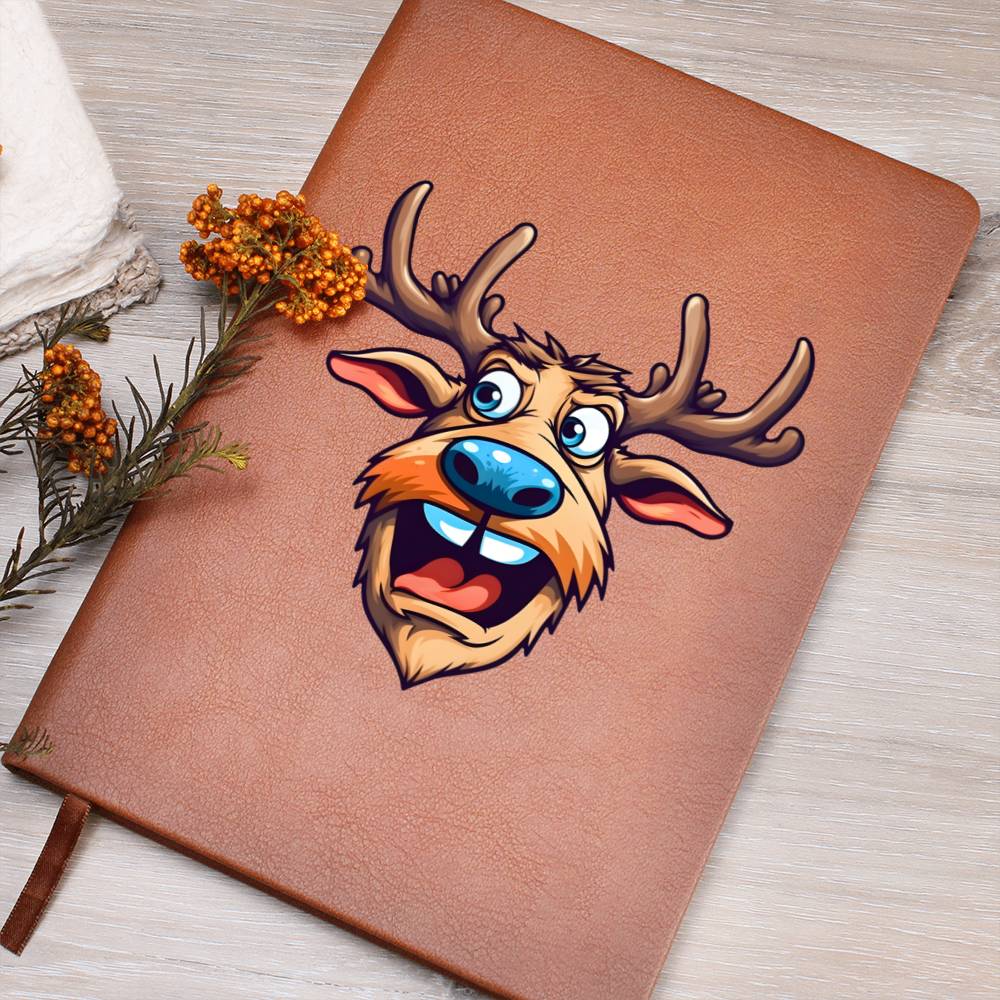 Funny Reindeer Face 05 - Vegan Leather Journal