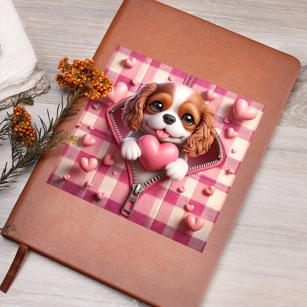 Valentine's Day Dog And Zipper 029 - Vegan Leather Journal