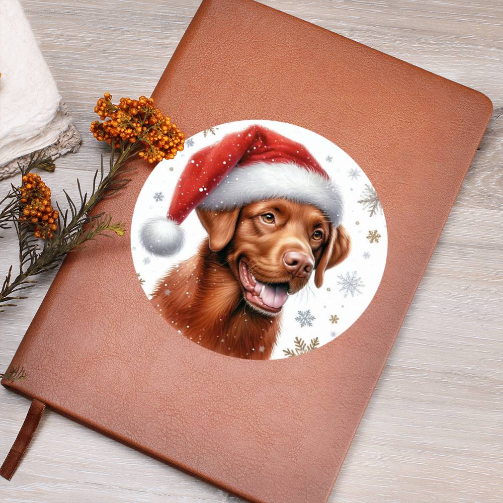 Christmas Dog - Chesapeake Bay Retriever - Vegan Leather Journal