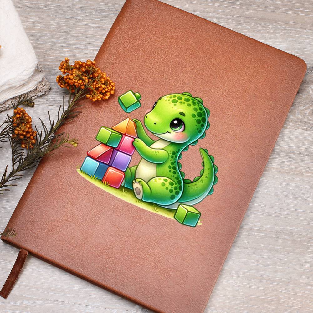 Colorful Baby Dinosaur 055 - Vegan Leather Journal
