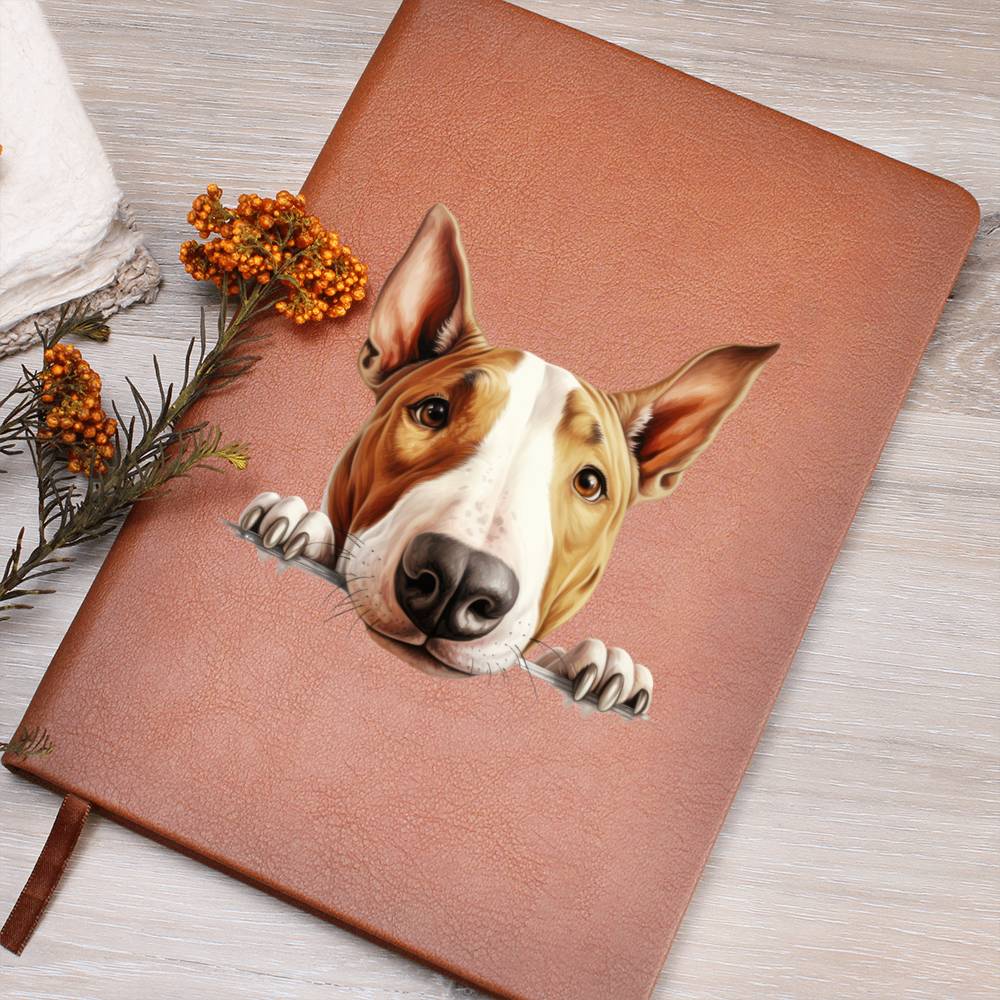 Bull Terrier Peeking - Vegan Leather Journal