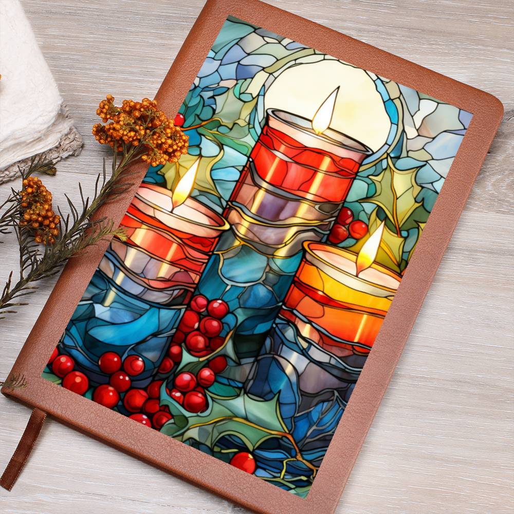 Christmas Stained Glass Design 026 - Vegan Leather Journal