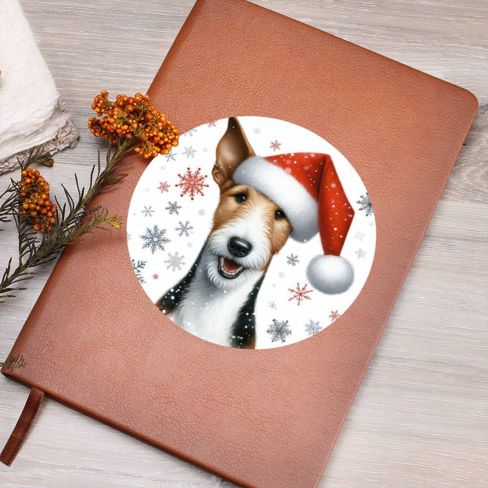 Christmas Dog - Smooth Fox Terrier - Vegan Leather Journal
