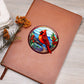 Christmas Red Cardinal Stained Glass Design 017 - Vegan Leather Journal