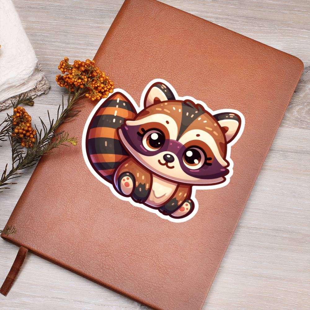 Cute Raccoon sticker 139 - Vegan Leather Journal