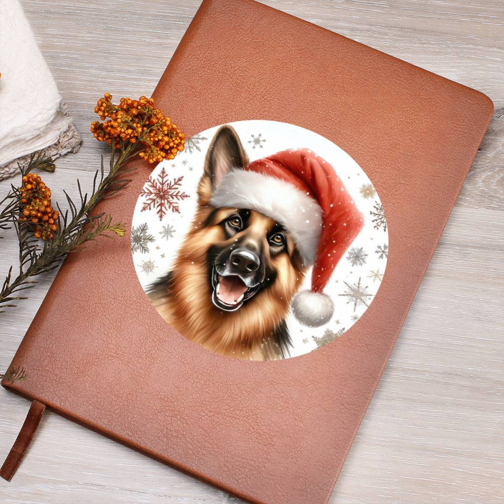 Christmas Dog - German Shepherd - Vegan Leather Journal