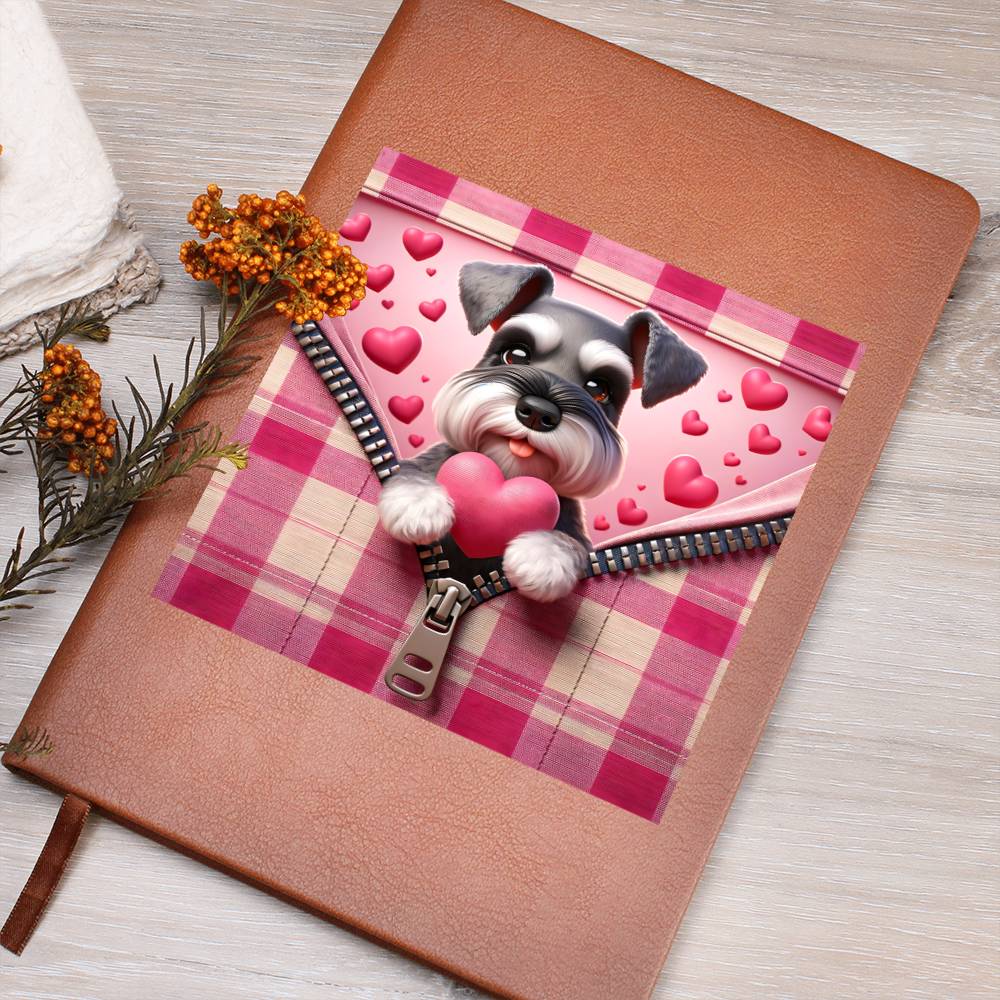 Valentine's Day Dog And Zipper 030 - Vegan Leather Journal