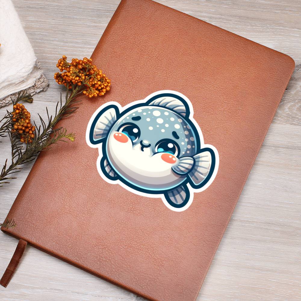 Cute Sunfish (Mola Mola) sticker 184 - Vegan Leather Journal