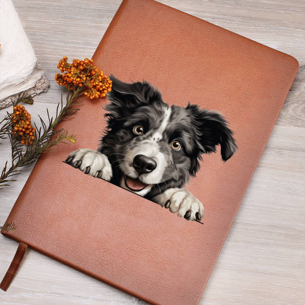 Croatian Sheepdog Peeking - Vegan Leather Journal