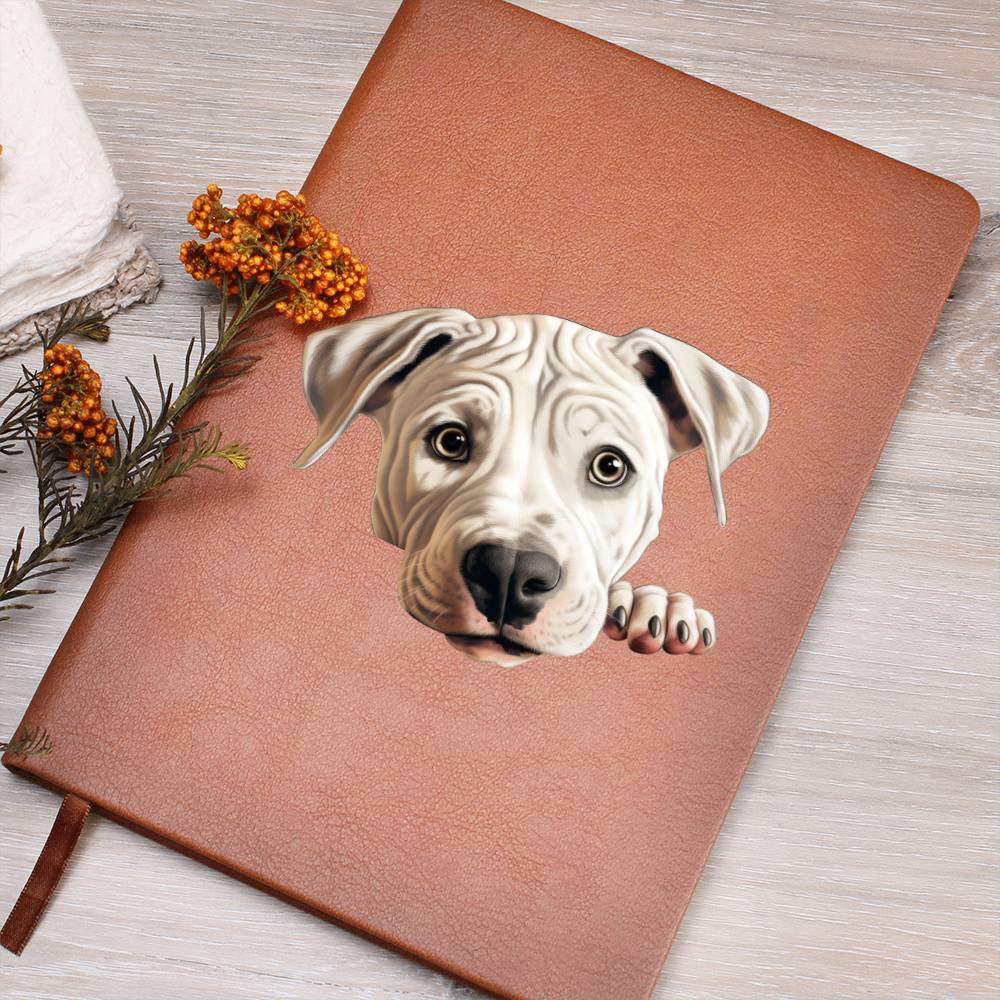 Dogo Argentino Peeking - Vegan Leather Journal