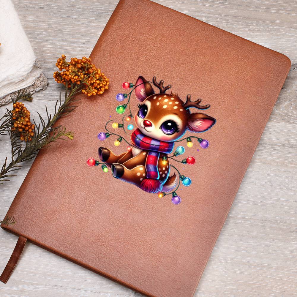 Cute Christmas Reindeer 022 - Vegan Leather Journal