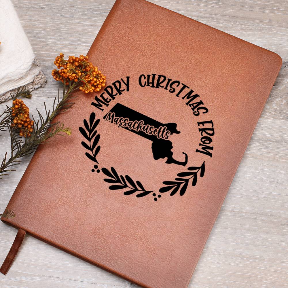Merry Christmas From Massachusetts - Vegan Leather Journal