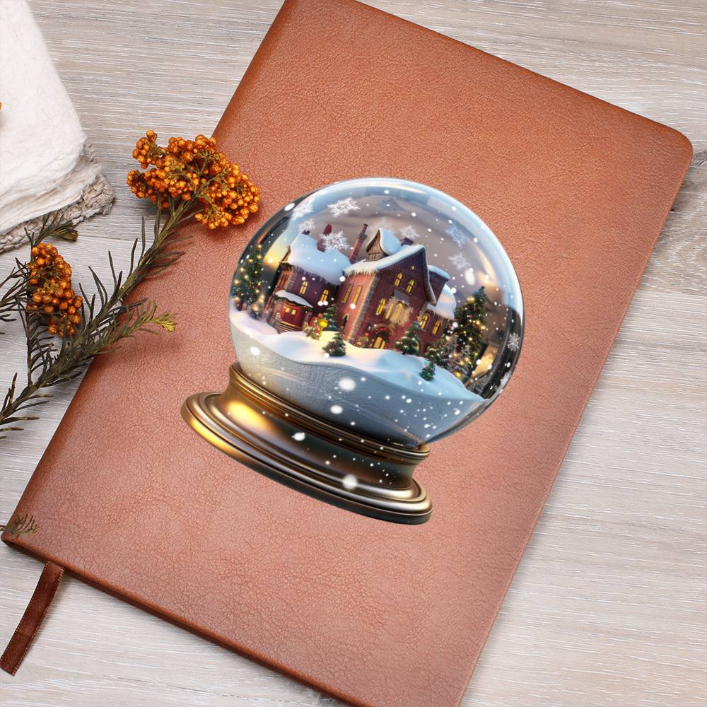 Watercolor Christmas Snow Globe 044 - Vegan Leather Journal