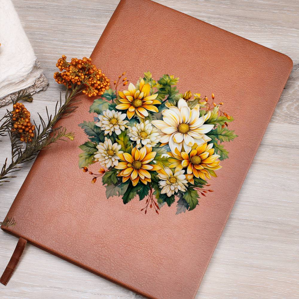 Floral Flower Wreath 041 - Vegan Leather Journal