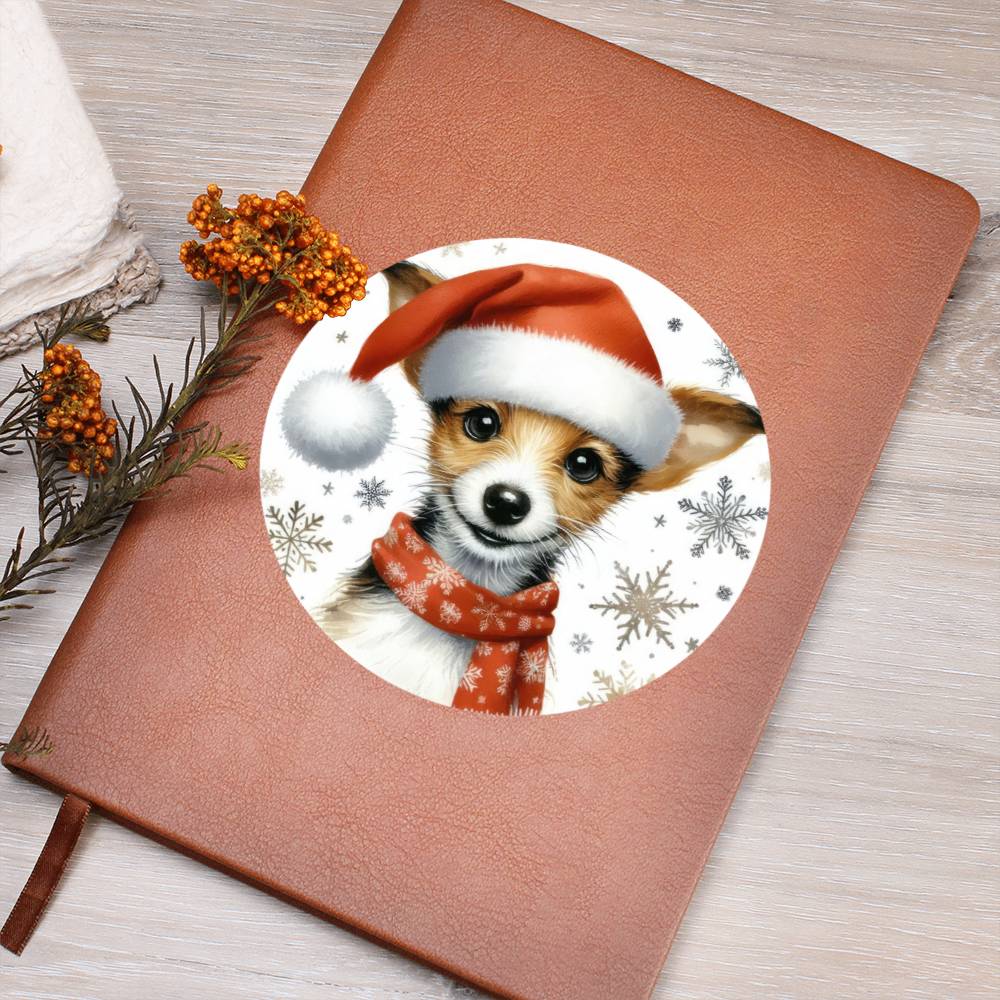 Christmas Dog - Toy Fox Terrier - Vegan Leather Journal