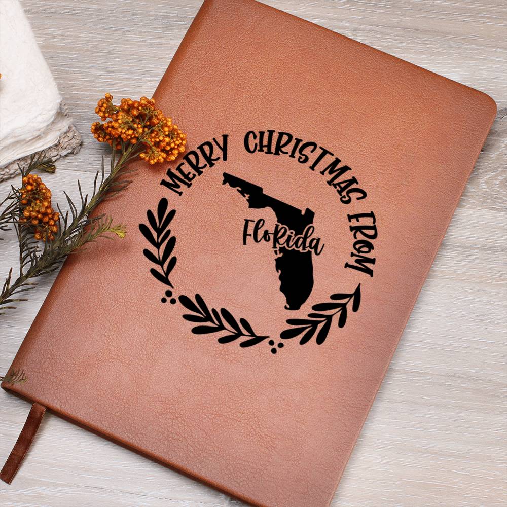 Merry Christmas From Florida - Vegan Leather Journal