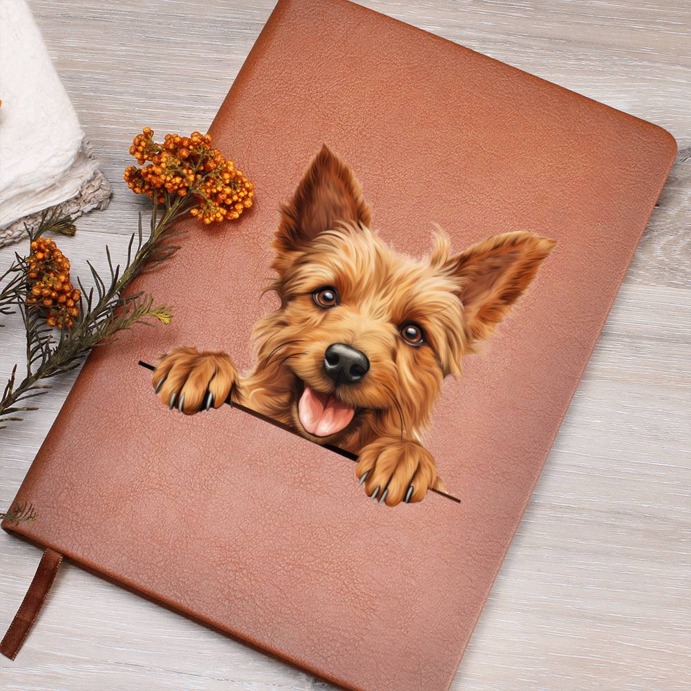 Australian Terrier Peeking - Vegan Leather Journal