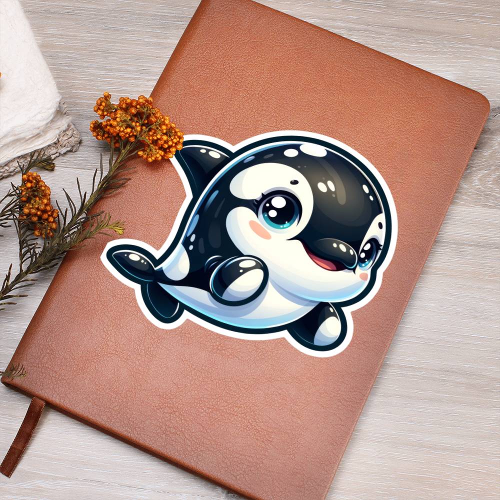 Cute Orca sticker 97 - Vegan Leather Journal