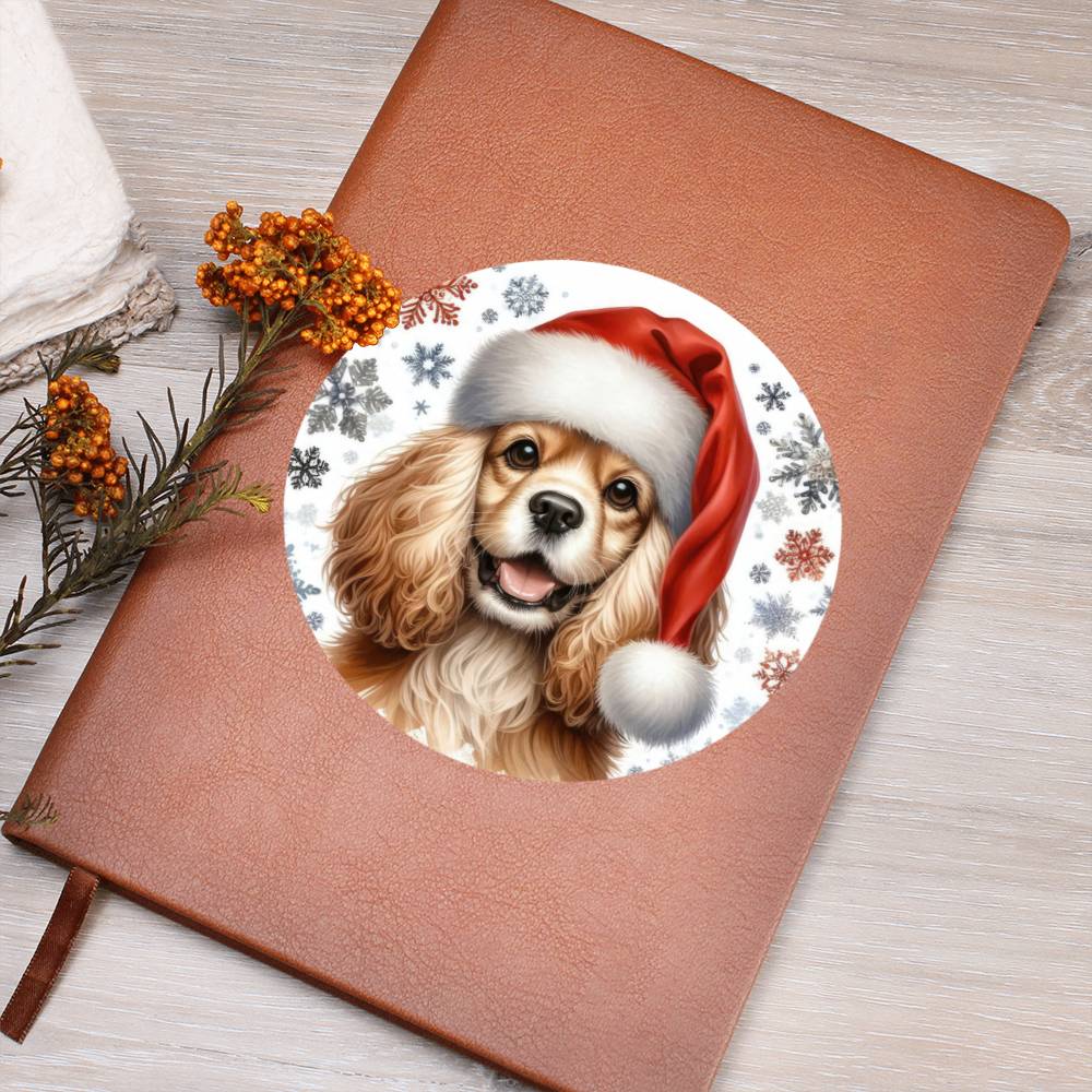 Christmas Dog - American Cocker Spaniel - Vegan Leather Journal