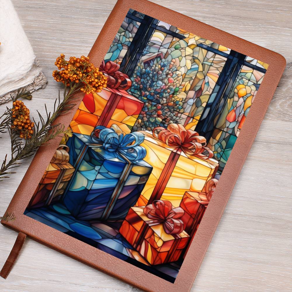 Christmas Stained Glass Design 020 - Vegan Leather Journal