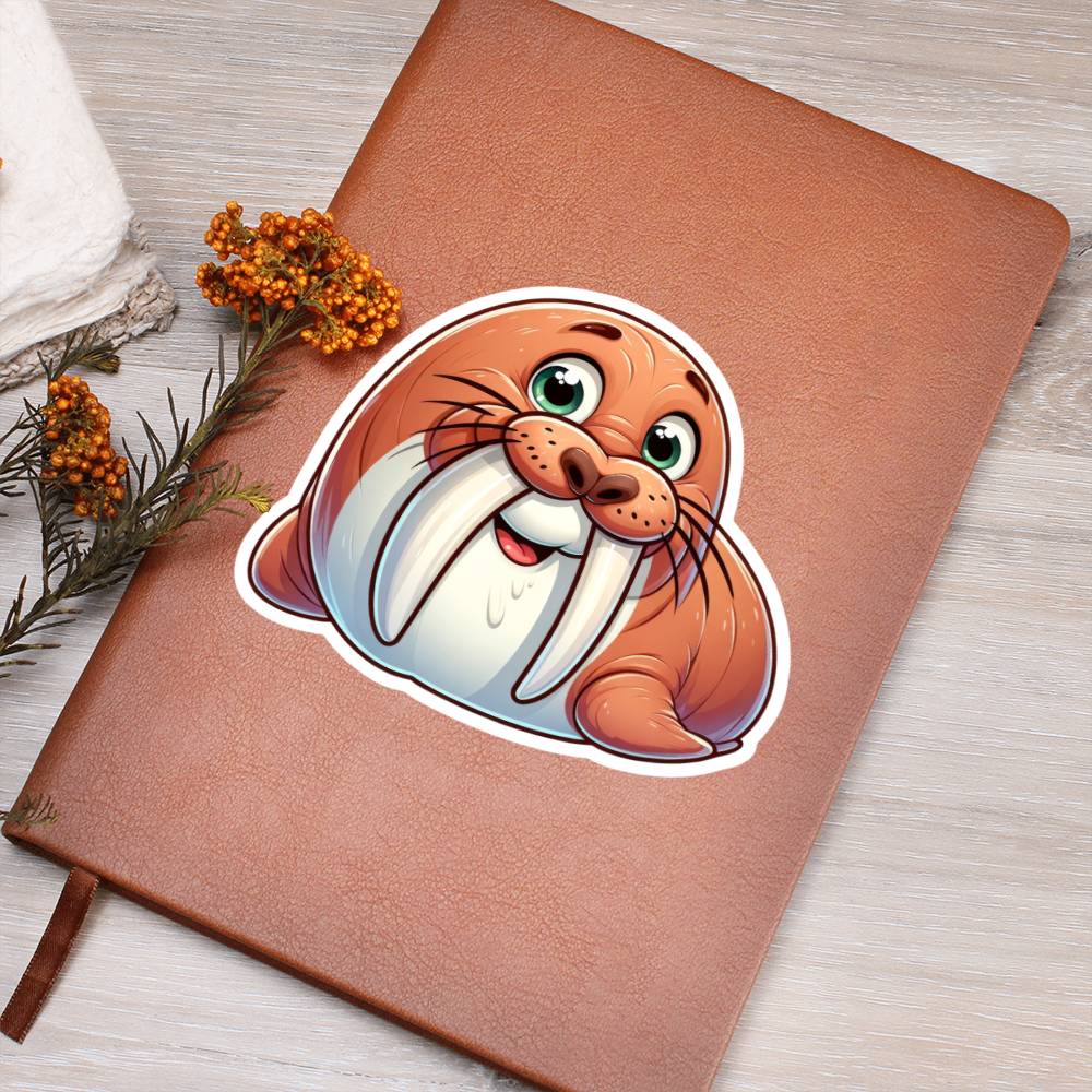 Cute Walrus sticker 211 - Vegan Leather Journal