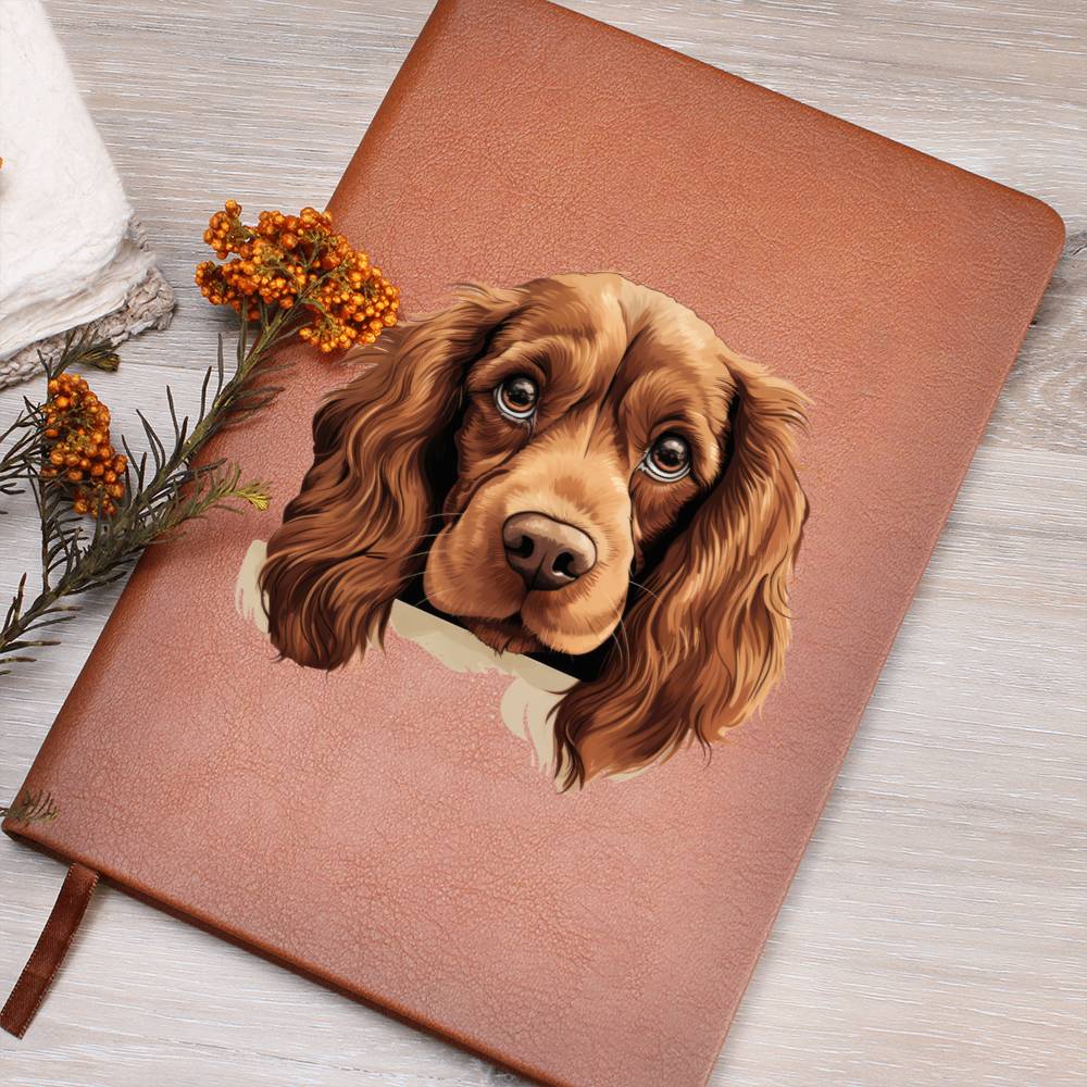 Sussex Spaniel Peeking - Vegan Leather Journal