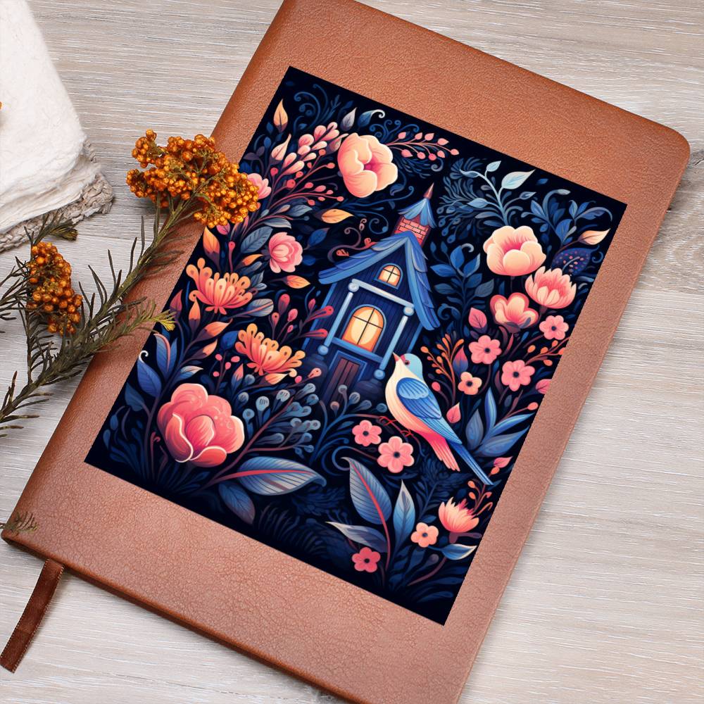 Birds And Floral Design 169 - Vegan Leather Journal