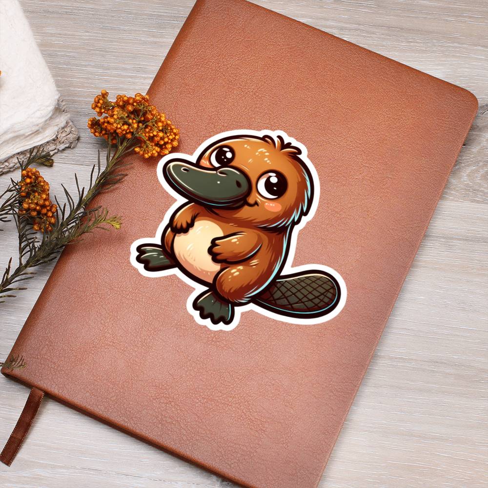 Cute Platypus sticker 128 - Vegan Leather Journal