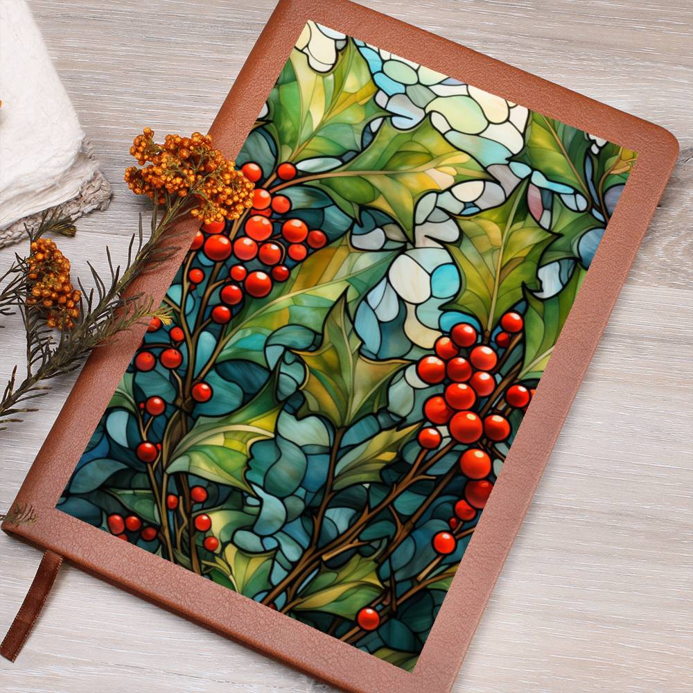 Christmas Stained Glass Design 030 - Vegan Leather Journal