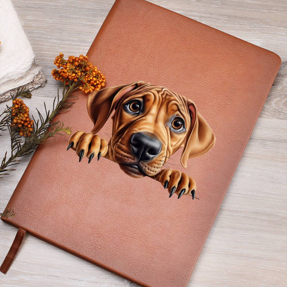 Rhodesian Ridgeback Peeking - Vegan Leather Journal