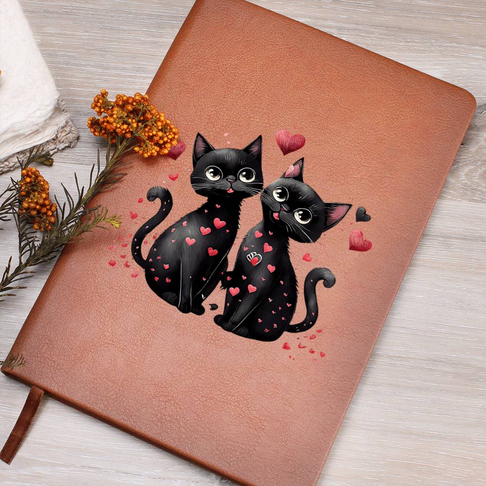 Valentine's Day Black Cat 022 - Vegan Leather Journal