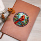 Christmas Red Cardinal Stained Glass Design 027 - Vegan Leather Journal