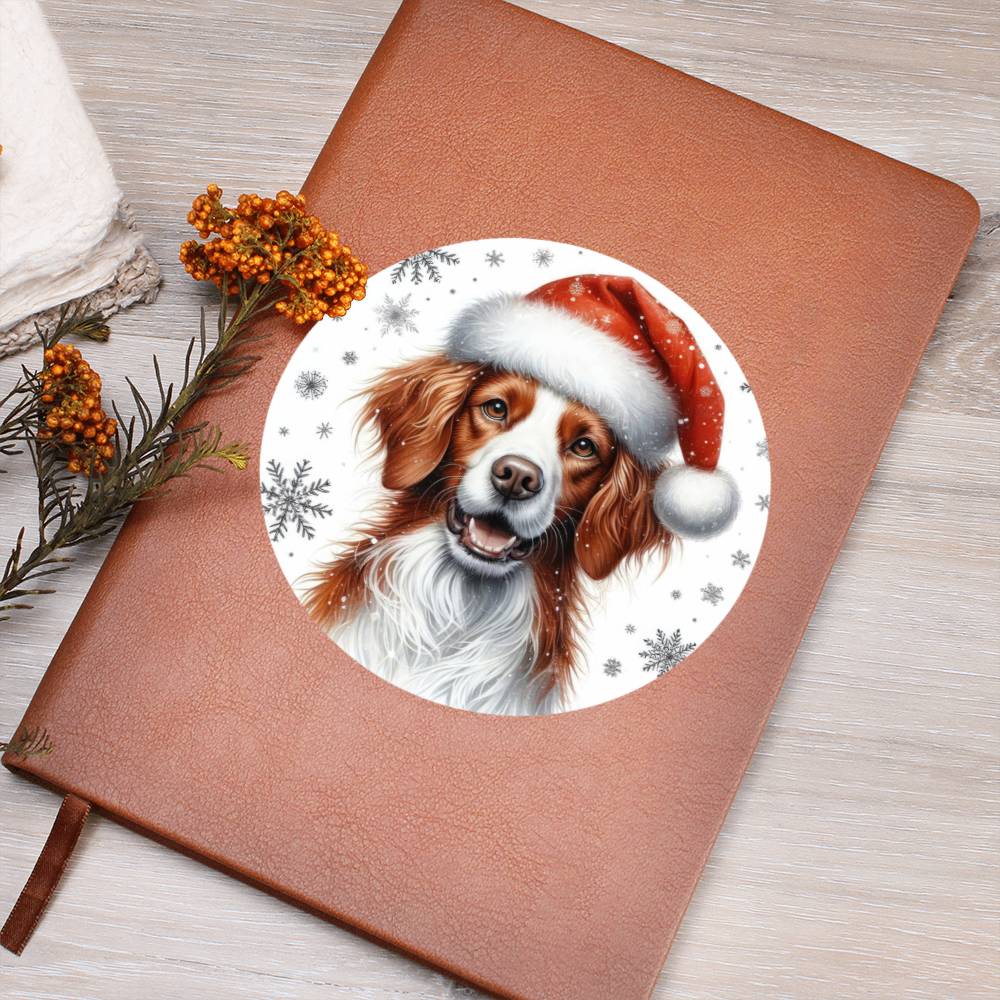 Christmas Dog - Brittany - Vegan Leather Journal