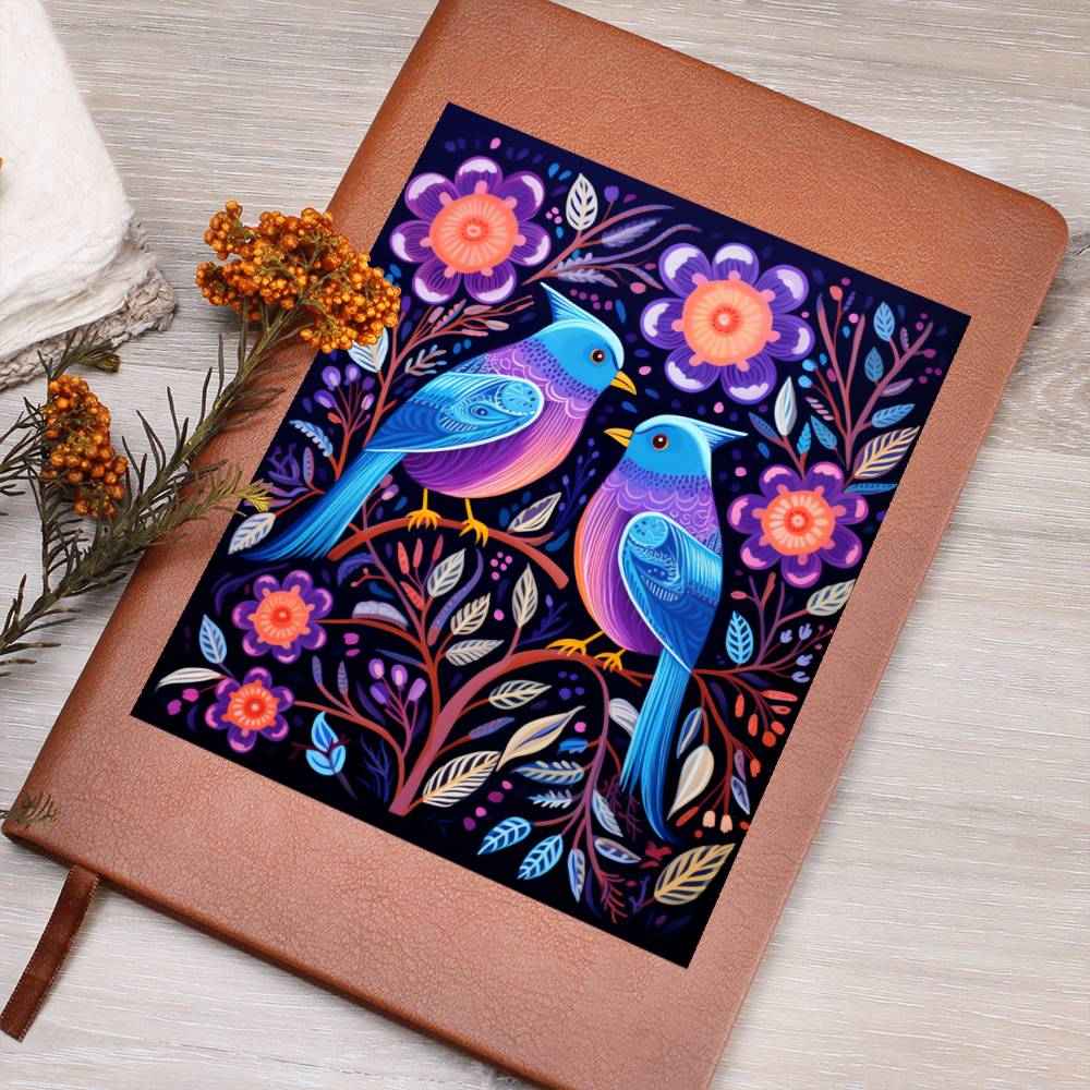 Birds And Floral Design 145 - Vegan Leather Journal