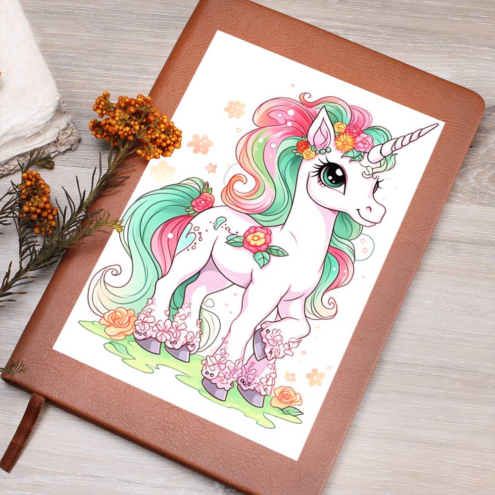 Cute Unicorn 118 - Vegan Leather Journal