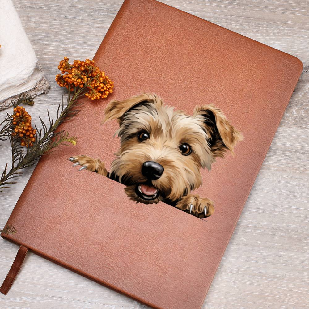 Glen of Imaal Terrier Peeking - Vegan Leather Journal