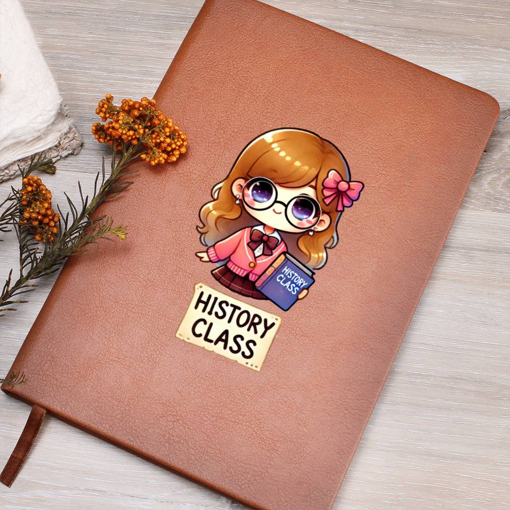 Cute Back to School Sticker 051 - Vegan Leather Journal