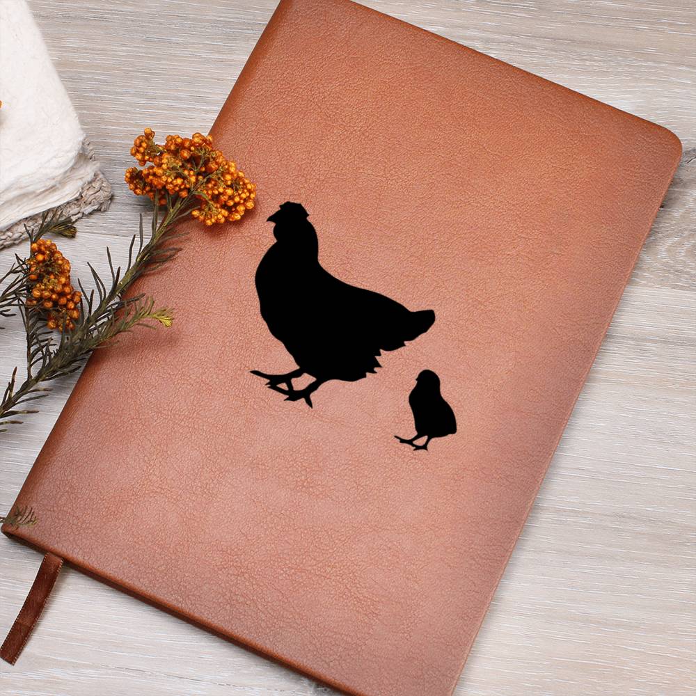 Mama Chicken With 1 Chick - Vegan Leather Journal