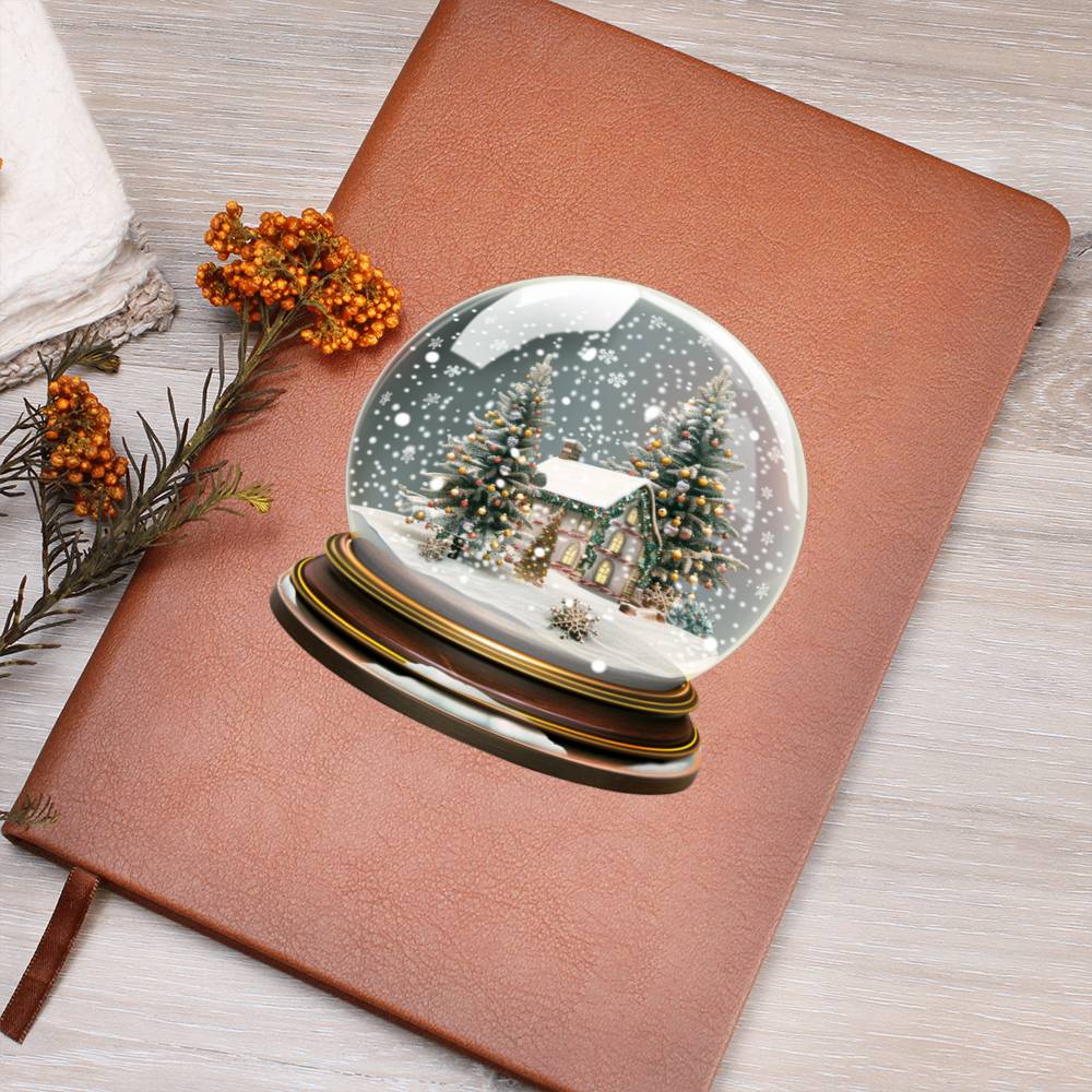 Watercolor Christmas Snow Globe 046 - Vegan Leather Journal
