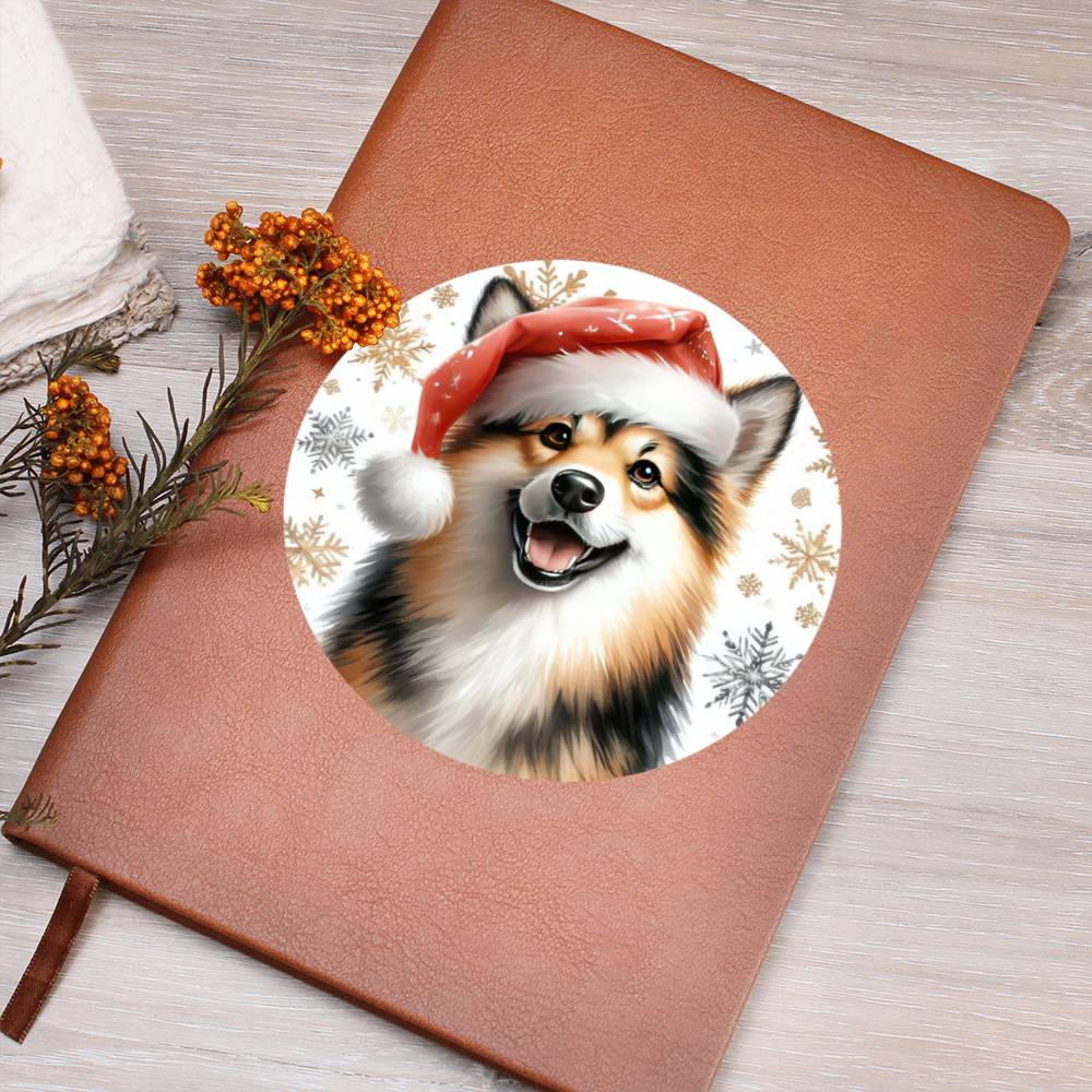Christmas Dog - Norwegian Buhund - Vegan Leather Journal