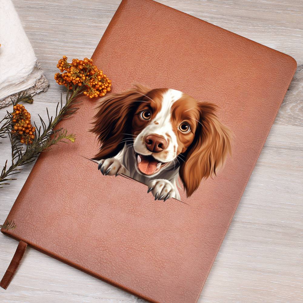 Irish Red and White Setter Peeking - Vegan Leather Journal
