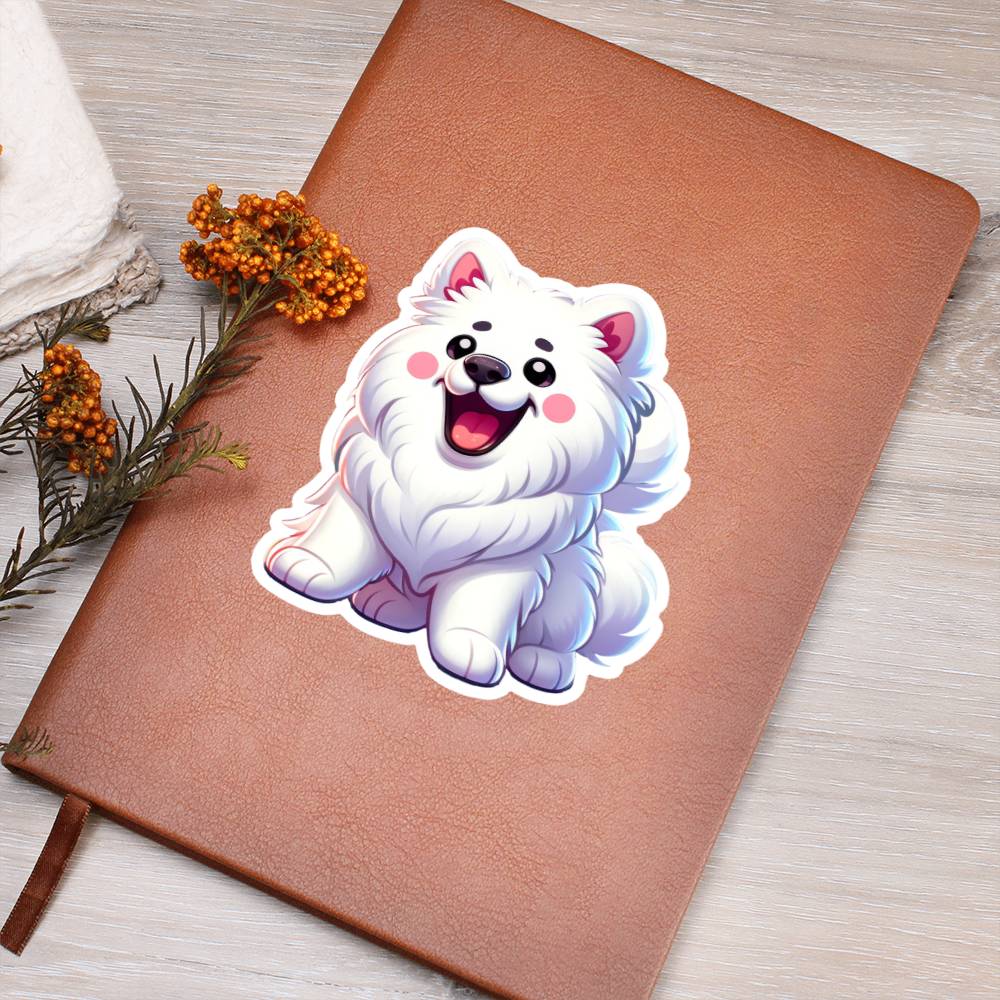 Cute Samoyed dog sticker 154 - Vegan Leather Journal
